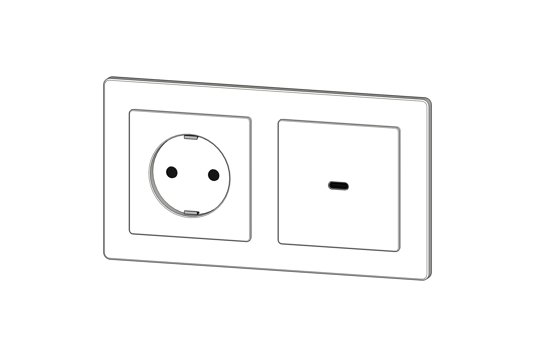 White Schuko socket and USB-C outlet in a rounded two-position frame