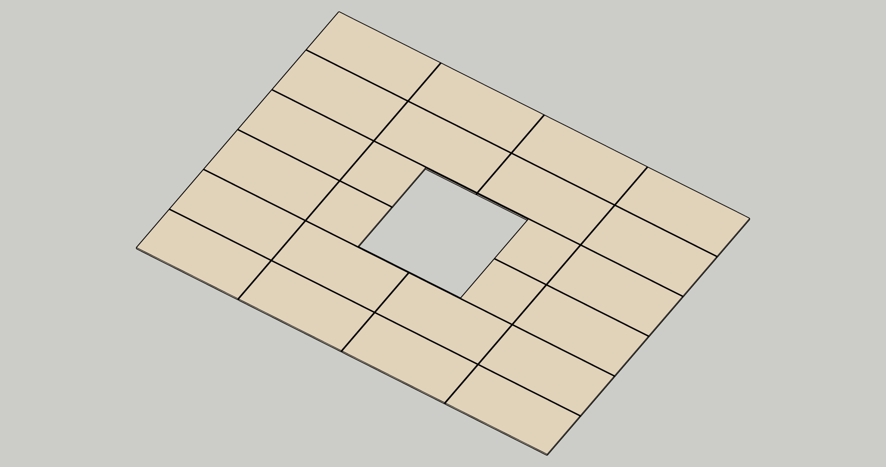 24 individual tiles and recessed grout generated by TileBuilder FREE around a rectangular opening